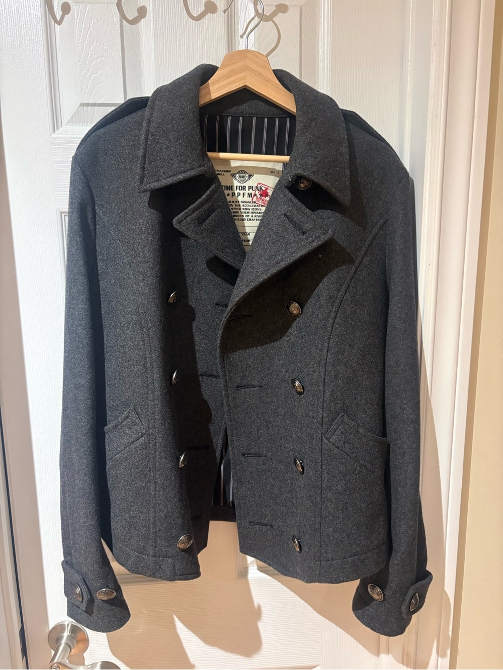Men's Wool Napoleon Jacket - Charcoal Gray